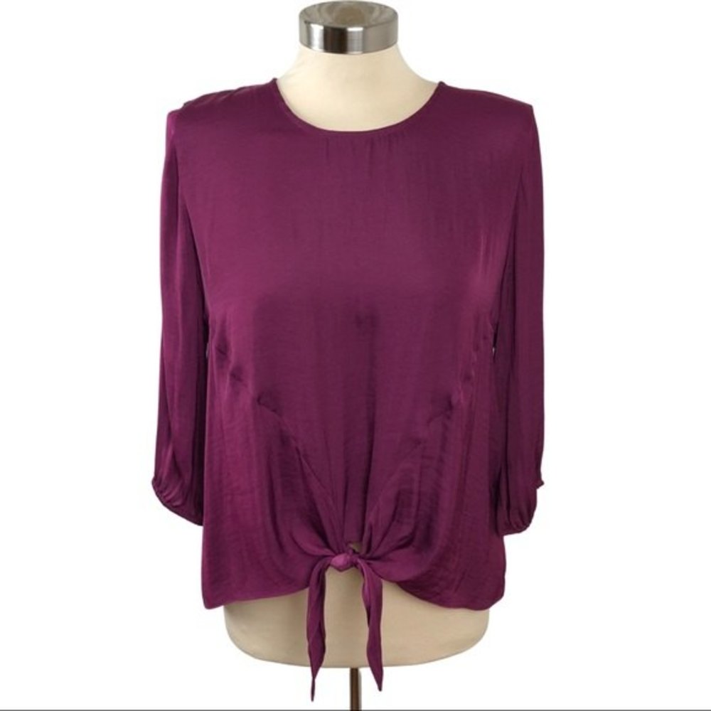 NWT Dolan Left Coast Tiarna Tie Front Blouse Silky Pink Size S
